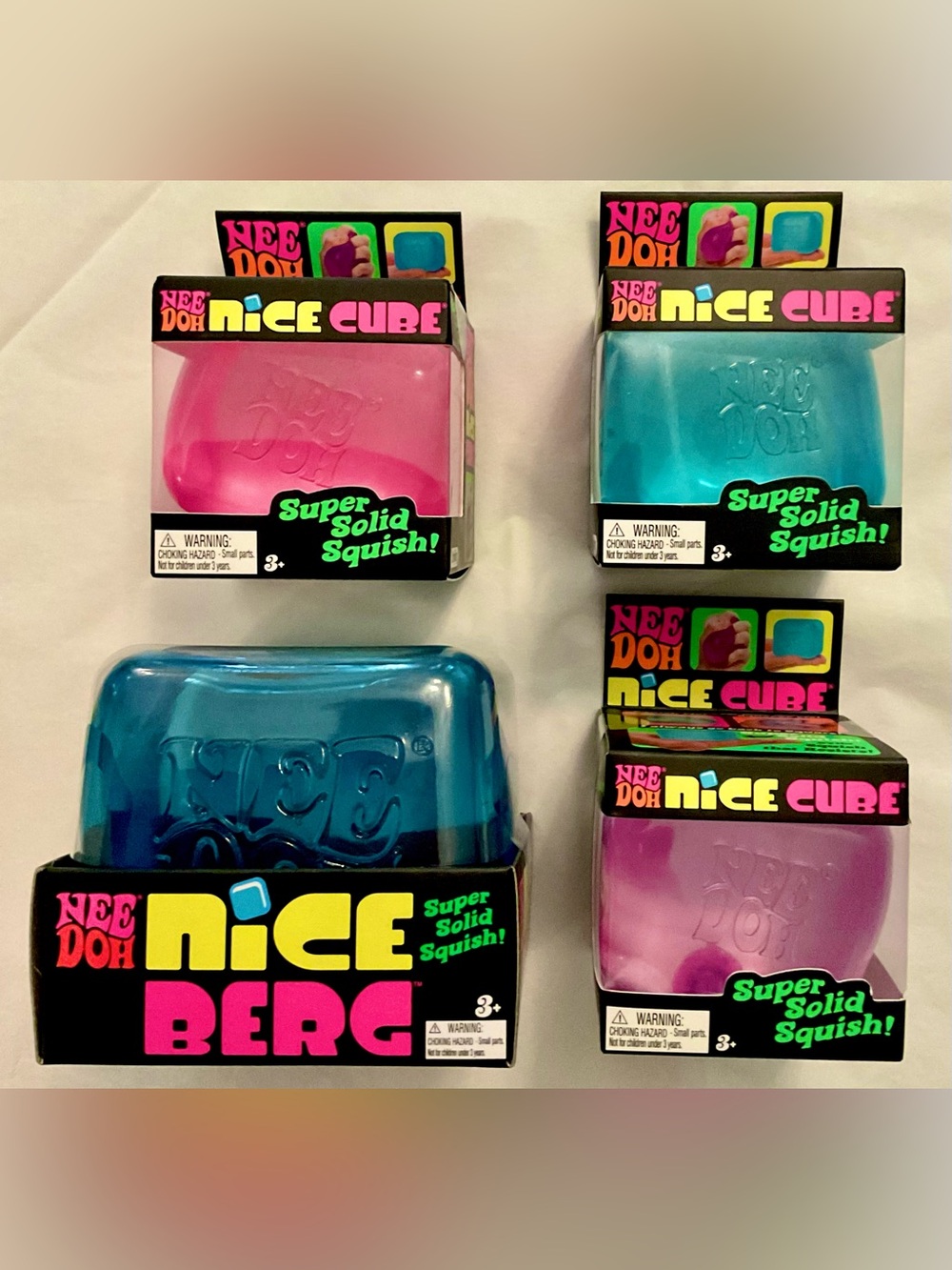NWT Complete Full Set / Lot / Bundle 3 Nice Cubes + 1 Nice Berg Pink Purple Blue